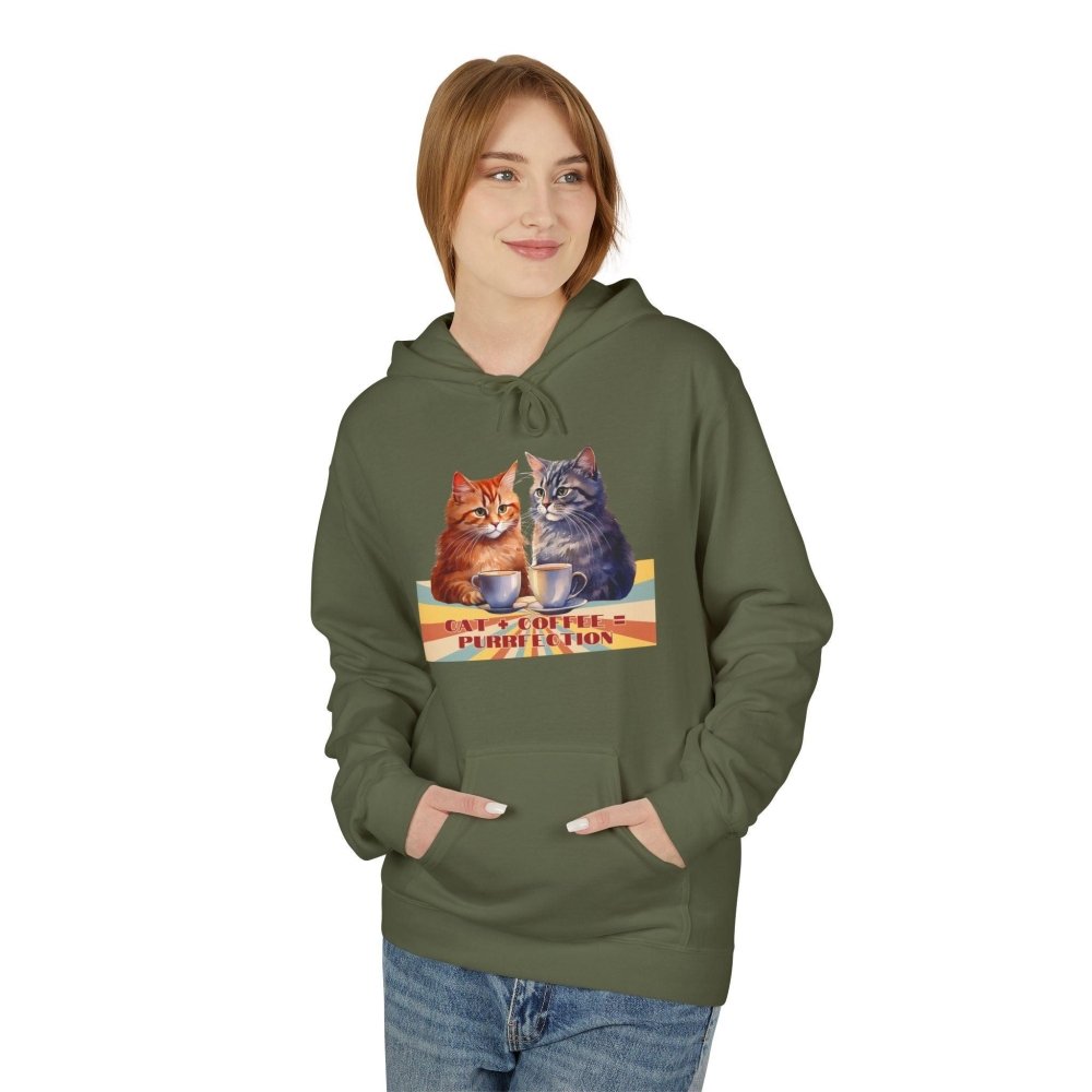 Cat+Coffee=Purrfection Hoodie - Funny Cat Lover Sweatshirt - Cozy Gift for Coffee & Cat Fans - Love From Snowy Shop