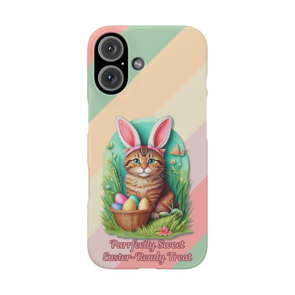 Cute Easter Cat Phone Case - Bunny Ears Cat - Purrfectly Sweet Spring Phone Cover - Love From Snowy Shop