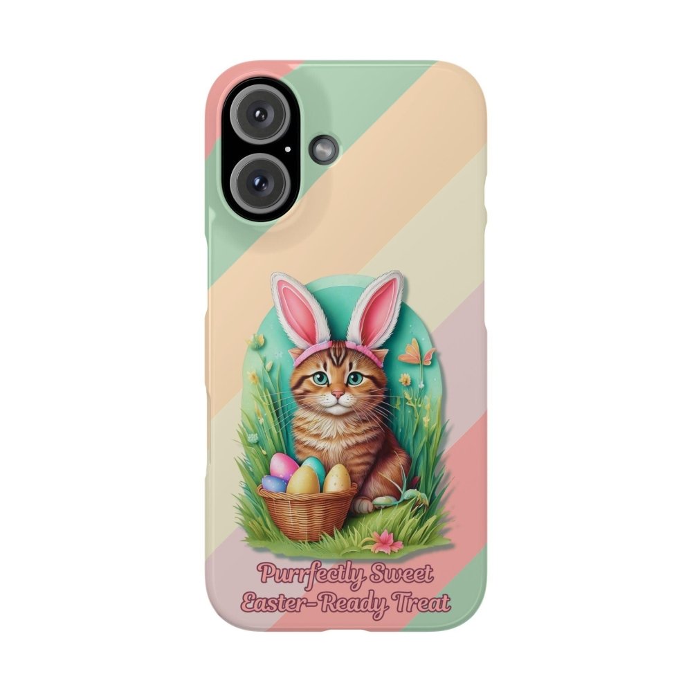Cute Easter Cat Phone Case - Bunny Ears Cat - Purrfectly Sweet Spring Phone Cover - Love From Snowy Shop