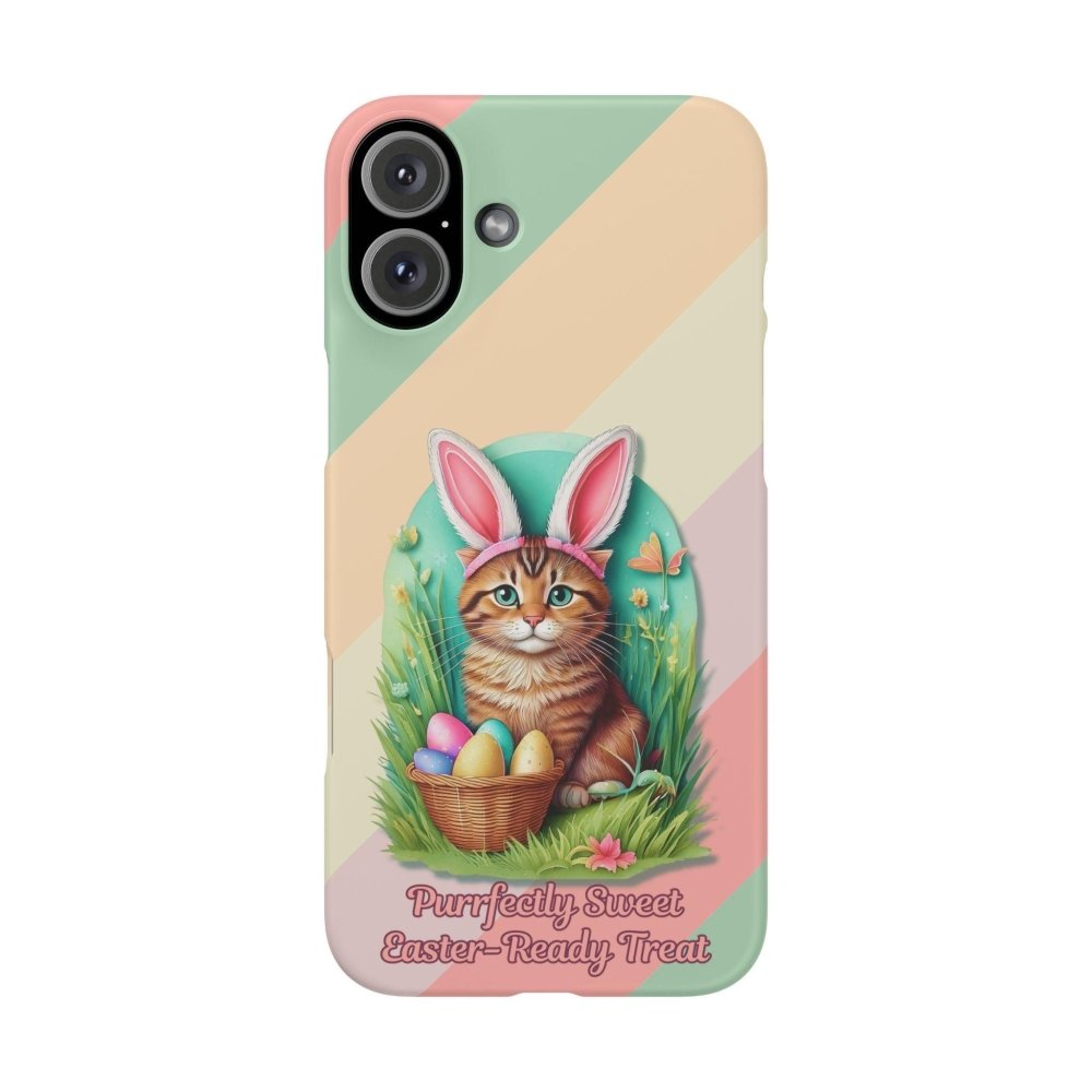 Cute Easter Cat Phone Case - Bunny Ears Cat - Purrfectly Sweet Spring Phone Cover - Love From Snowy Shop