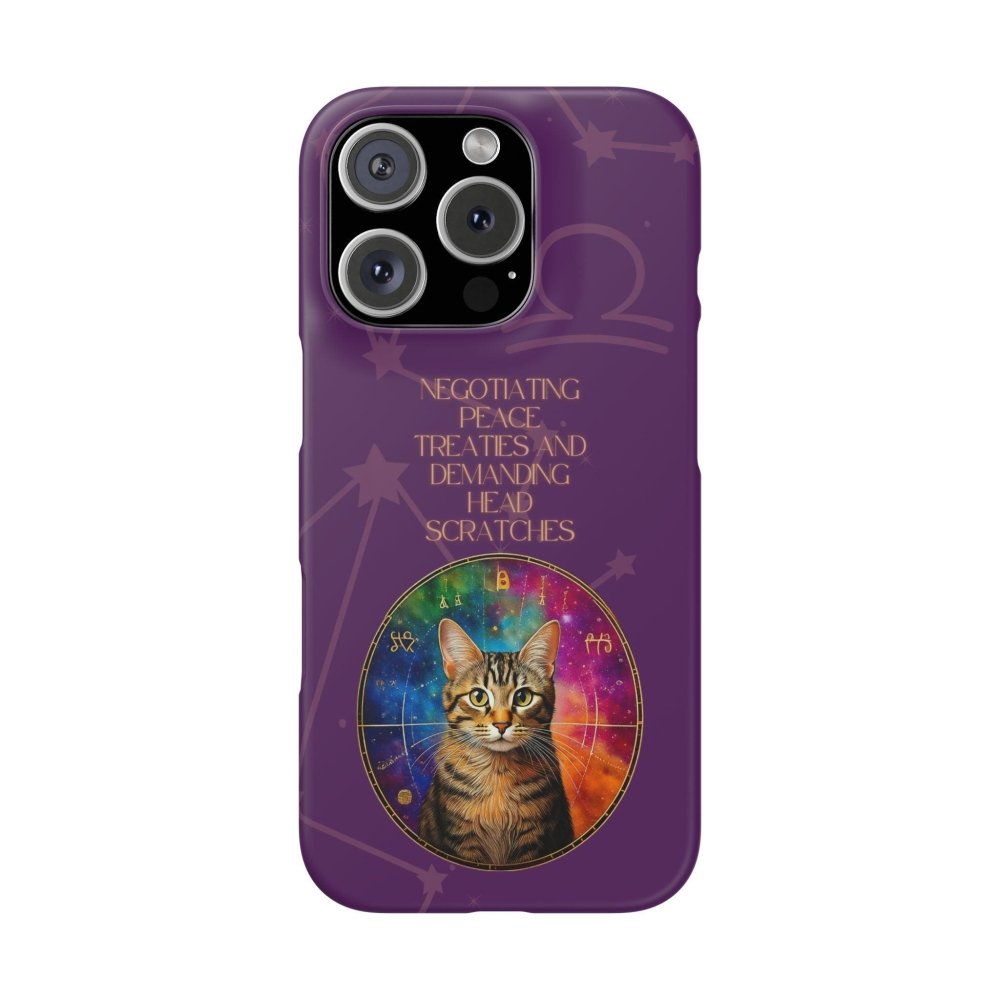 Funny Astrology Cat Phone Case – “Peace Treaties & Head Scratches” – Cosmic Cat Lover Gift - Love From Snowy Shop