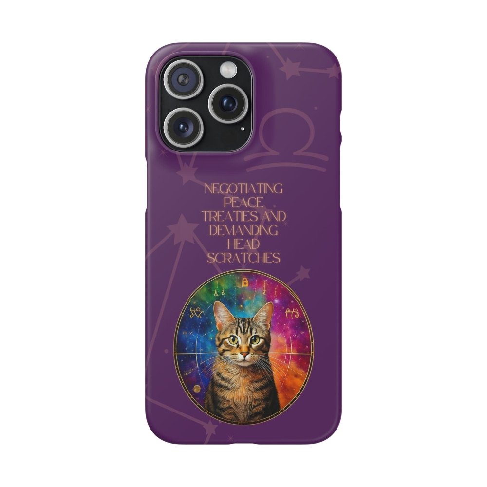 Funny Astrology Cat Phone Case – “Peace Treaties & Head Scratches” – Cosmic Cat Lover Gift - Love From Snowy Shop