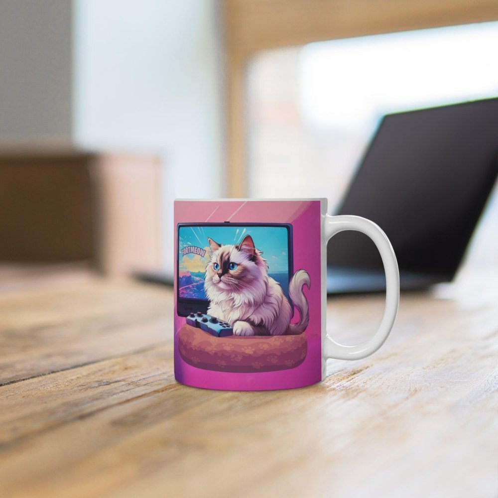 Gamer Cat Mug – FortMeow Coffee Cup – Funny Battle Gamer Gift for Cat Lovers - Love From Snowy Shop