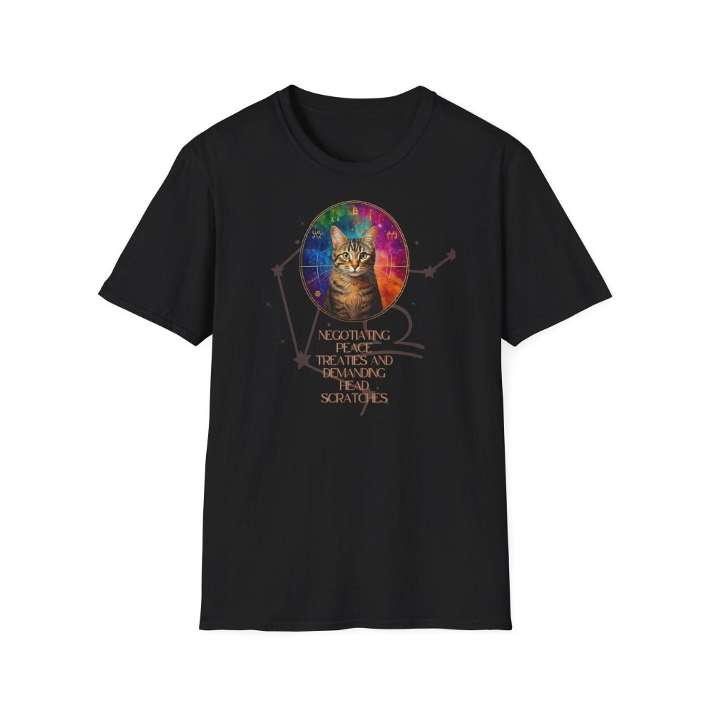 Astrology Cat T-Shirt – “Peace Treaties & Head Scratches” Funny Zodiac Tee – Cat Lover GiftHoroscope Clothing, Animal Graphic Tee - Love From Snowy Shop