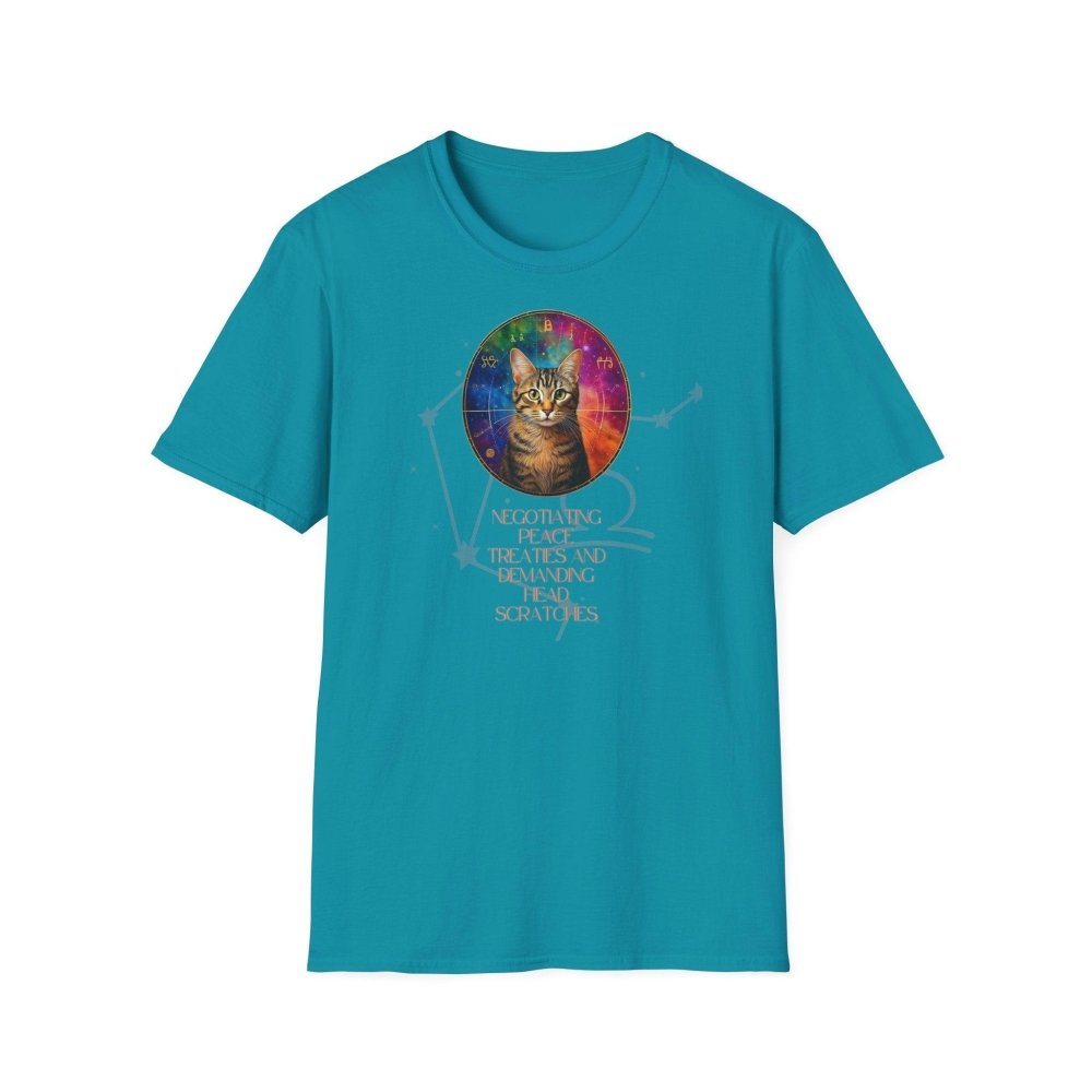 Astrology Cat T-Shirt – “Peace Treaties & Head Scratches” Funny Zodiac Tee – Cat Lover GiftHoroscope Clothing, Animal Graphic Tee - Love From Snowy Shop