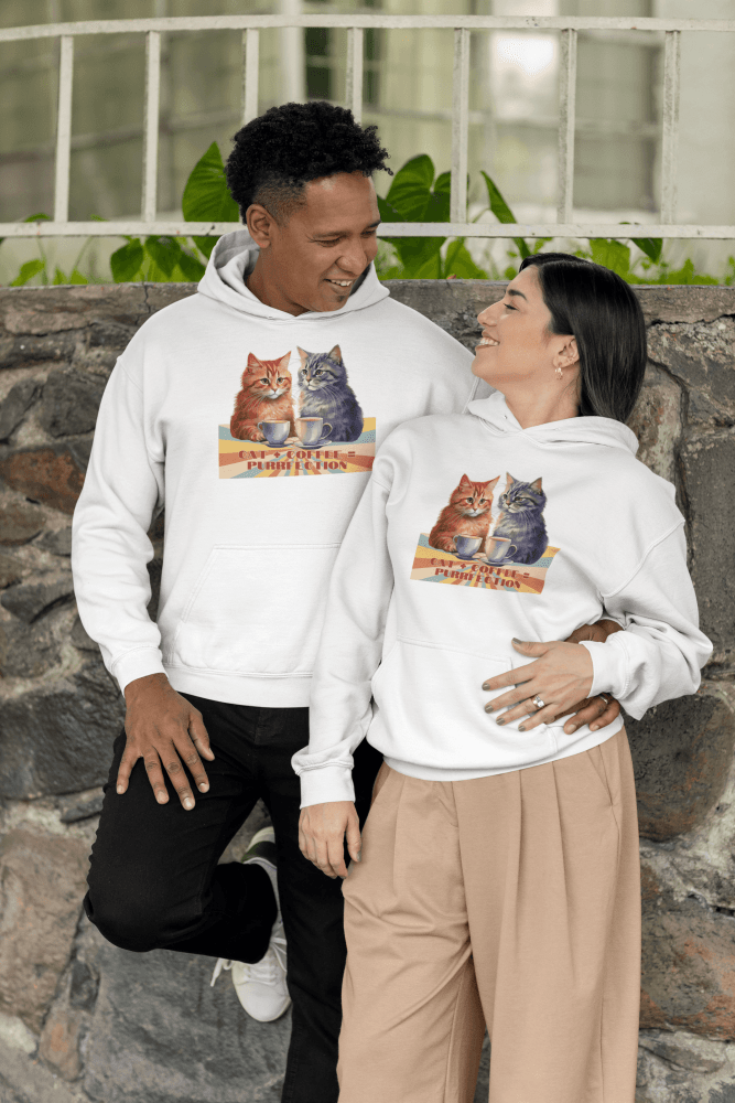 Cat+Coffee=Purrfection Hoodie - Funny Cat Lover Sweatshirt - Cozy Gift for Coffee & Cat Fans - Love From Snowy Shop