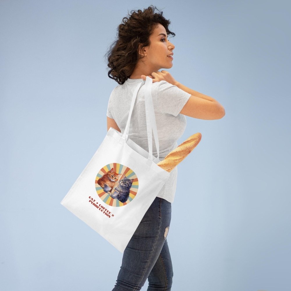 Cat+Coffee=Purrfection Tote Bag - Funny Cat Lover Gift - Cute Coffee & Cat Canvas Bag - Love From Snowy Shop