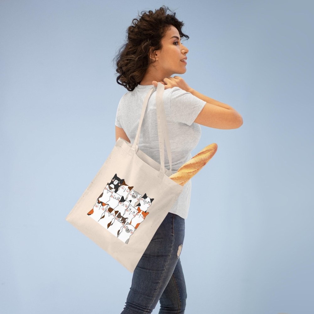 Cute Cat Lover Tote Bag, Handcrafted Cat Design, Perfect for Pet Owners, Eco - Friendly Gift, Shopping, Beach, and Everyday Use, Funny Cat Art - Love From Snowy Shop