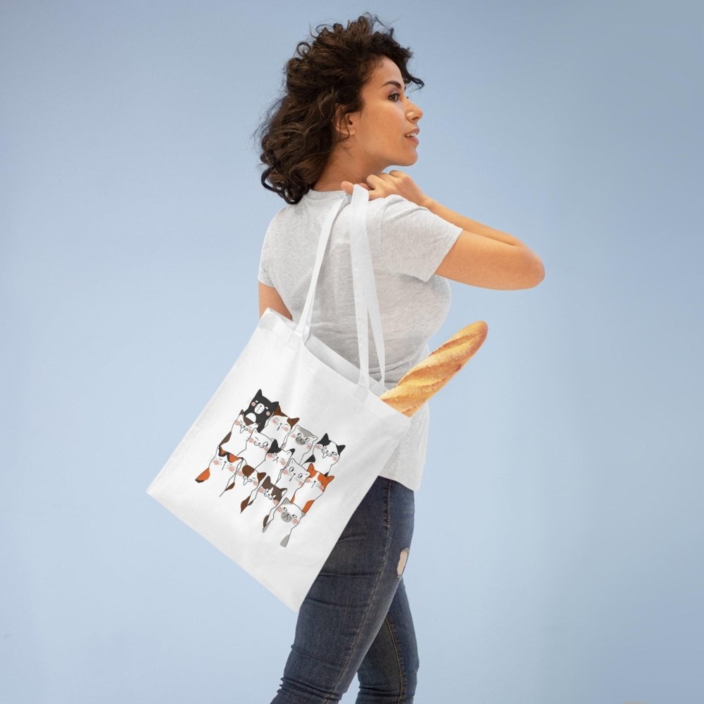 Cute Cat Lover Tote Bag, Handcrafted Cat Design, Perfect for Pet Owners, Eco - Friendly Gift, Shopping, Beach, and Everyday Use, Funny Cat Art - Love From Snowy Shop