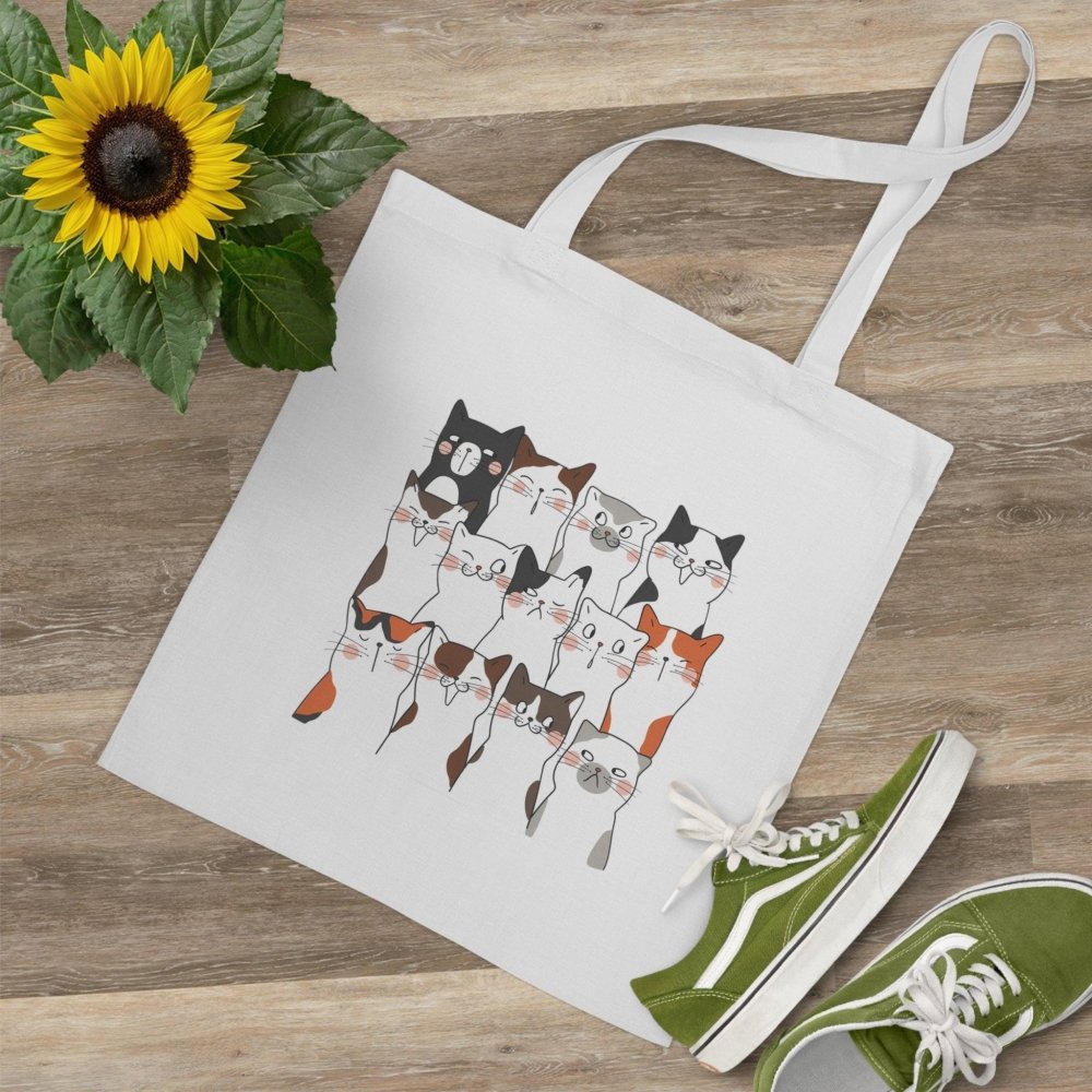 Cute Cat Lover Tote Bag, Handcrafted Cat Design, Perfect for Pet Owners, Eco - Friendly Gift, Shopping, Beach, and Everyday Use, Funny Cat Art - Love From Snowy Shop