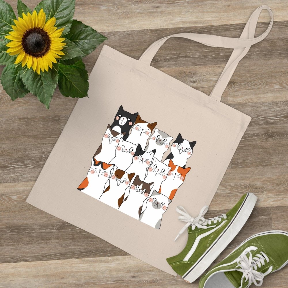 Cute Cat Lover Tote Bag, Handcrafted Cat Design, Perfect for Pet Owners, Eco - Friendly Gift, Shopping, Beach, and Everyday Use, Funny Cat Art - Love From Snowy Shop