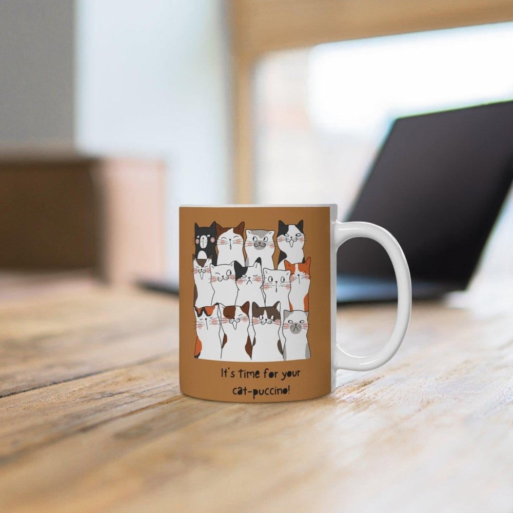 Cute Cat - Puccino Ceramic Mug - Perfect Gift for Cat Lovers, Coffee Lovers, Birthday, Pet Owners, Cat Themed Gift - Love From Snowy Shop
