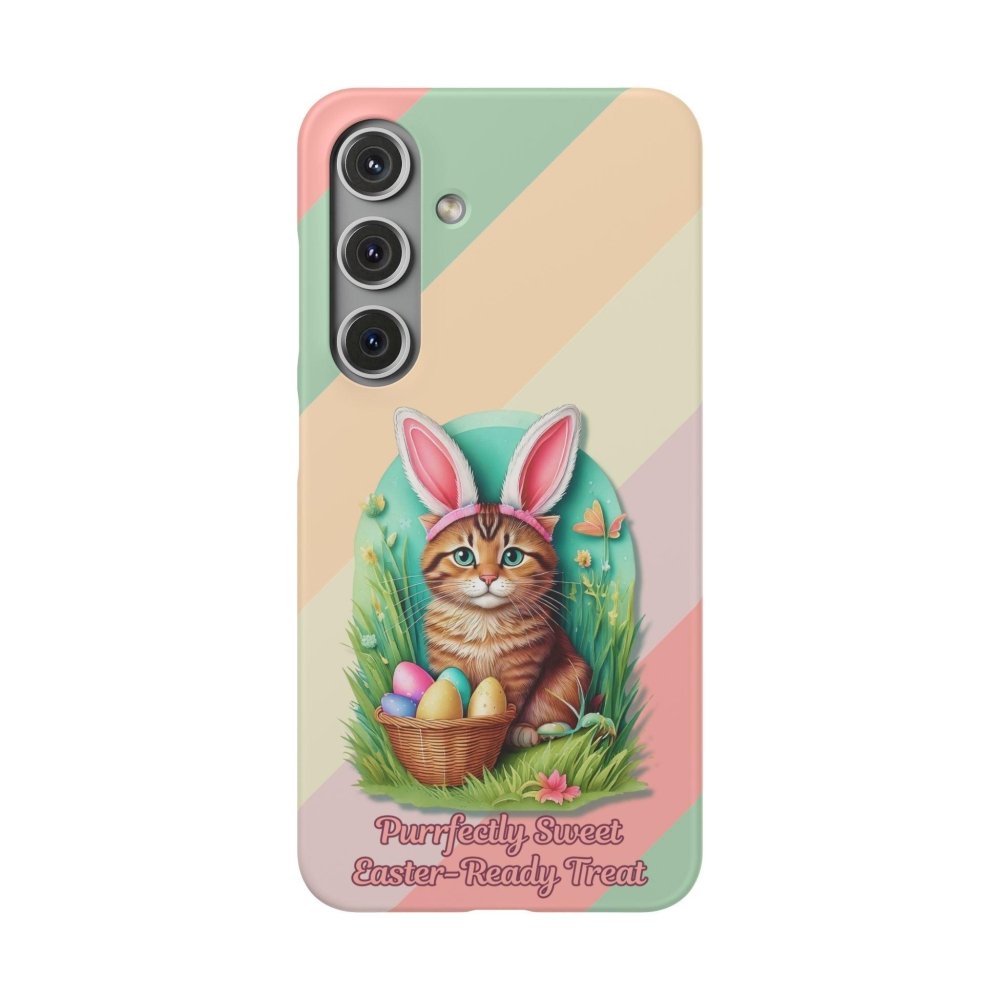 Cute Easter Cat Phone Case - Bunny Ears Cat - Purrfectly Sweet Spring Phone Cover - Love From Snowy Shop
