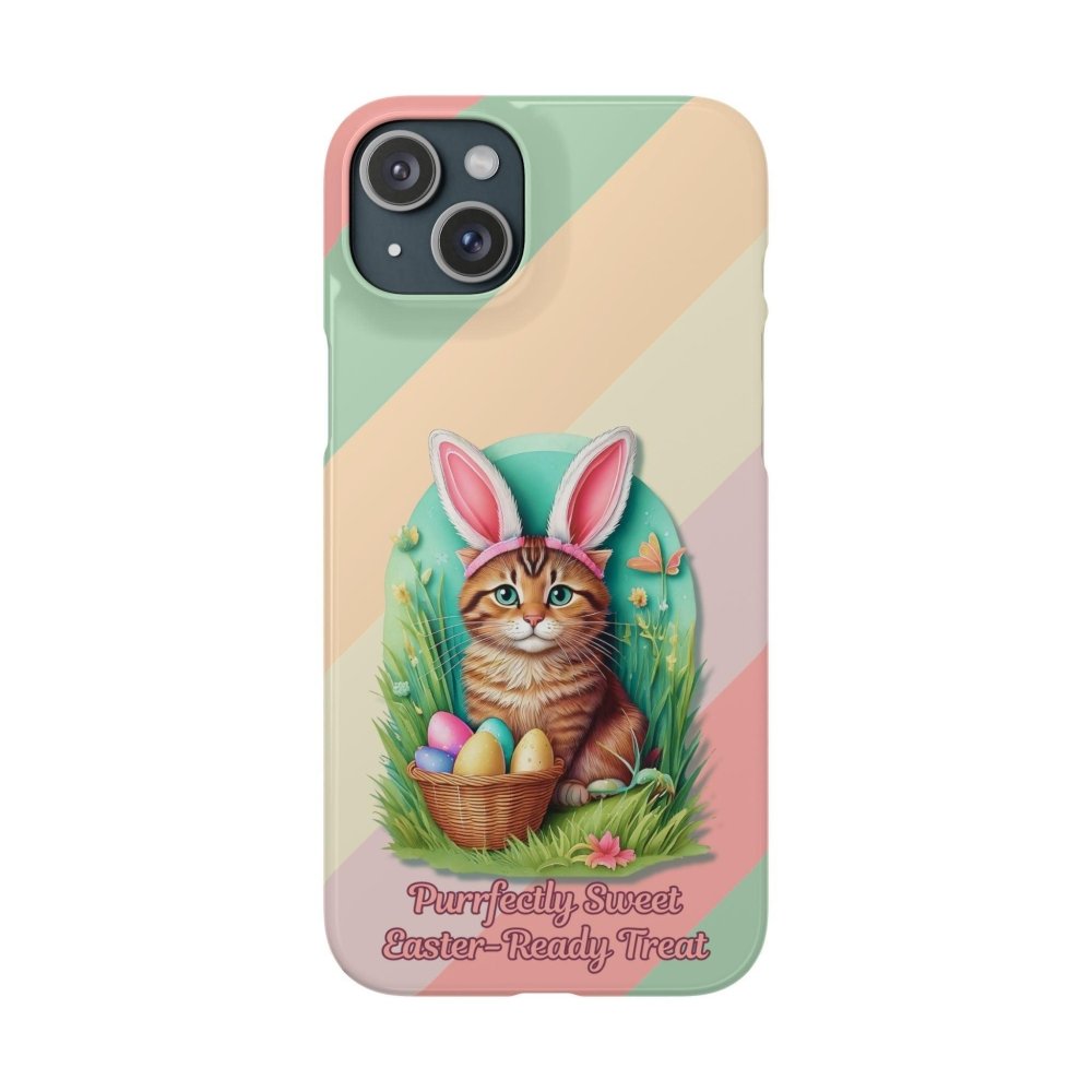 Cute Easter Cat Phone Case - Bunny Ears Cat - Purrfectly Sweet Spring Phone Cover - Love From Snowy Shop