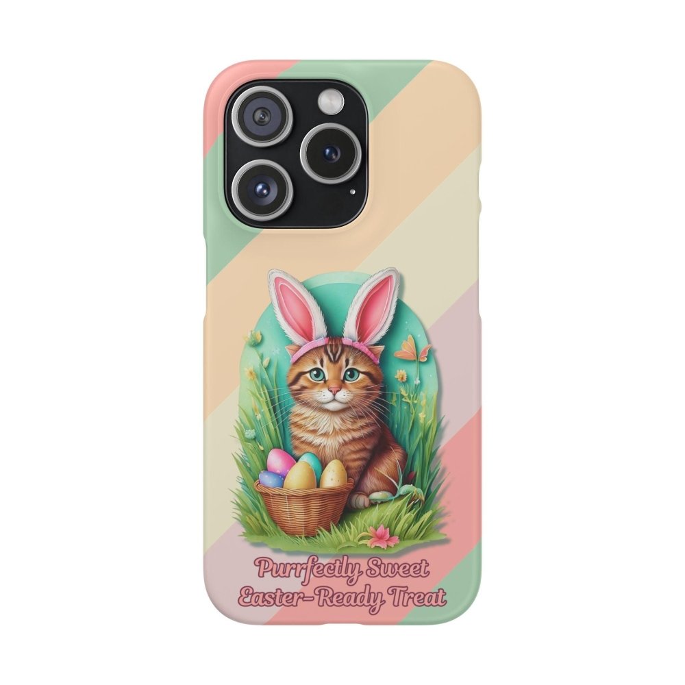 Cute Easter Cat Phone Case - Bunny Ears Cat - Purrfectly Sweet Spring Phone Cover - Love From Snowy Shop