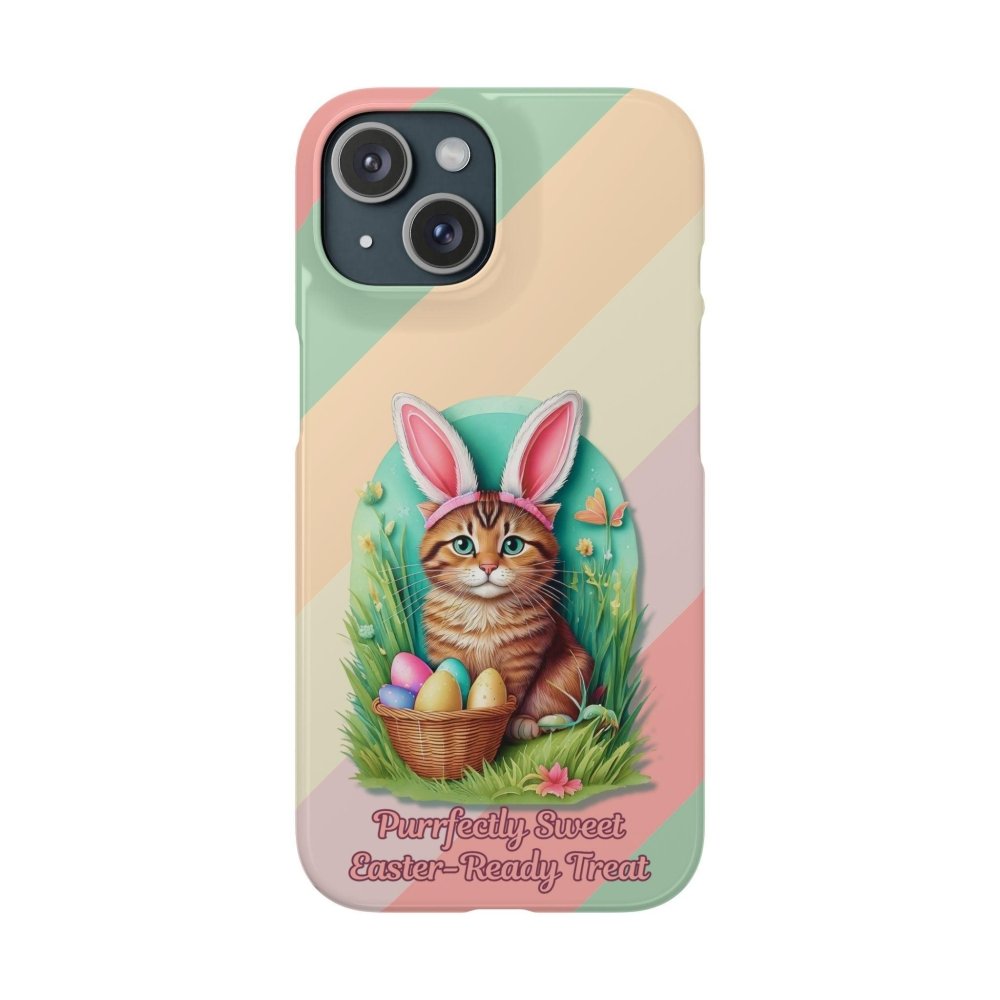 Cute Easter Cat Phone Case - Bunny Ears Cat - Purrfectly Sweet Spring Phone Cover - Love From Snowy Shop