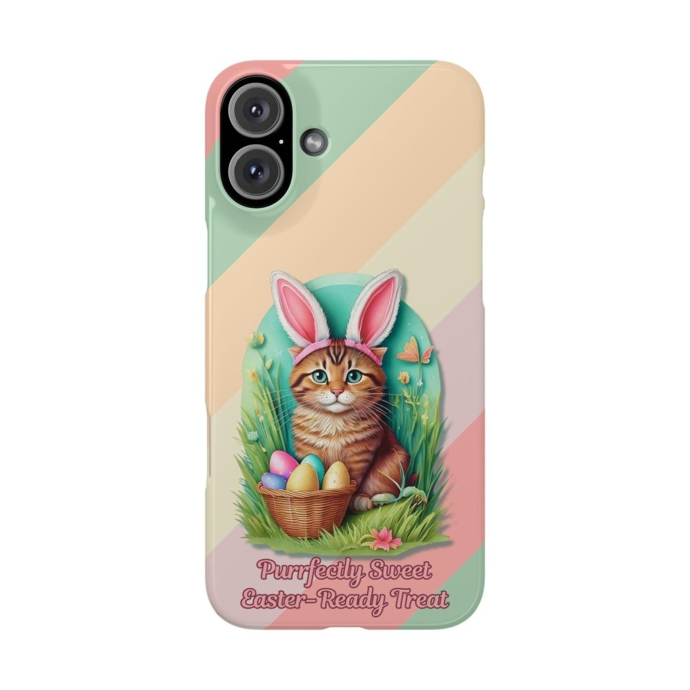 Cute Easter Cat Phone Case - Bunny Ears Cat - Purrfectly Sweet Spring Phone Cover - Love From Snowy Shop