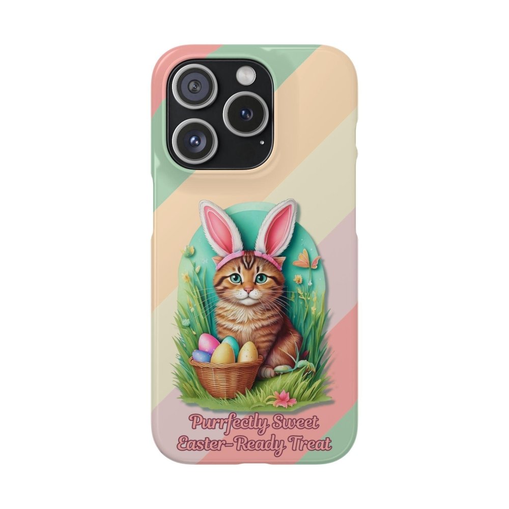Cute Easter Cat Phone Case - Bunny Ears Cat - Purrfectly Sweet Spring Phone Cover - Love From Snowy Shop