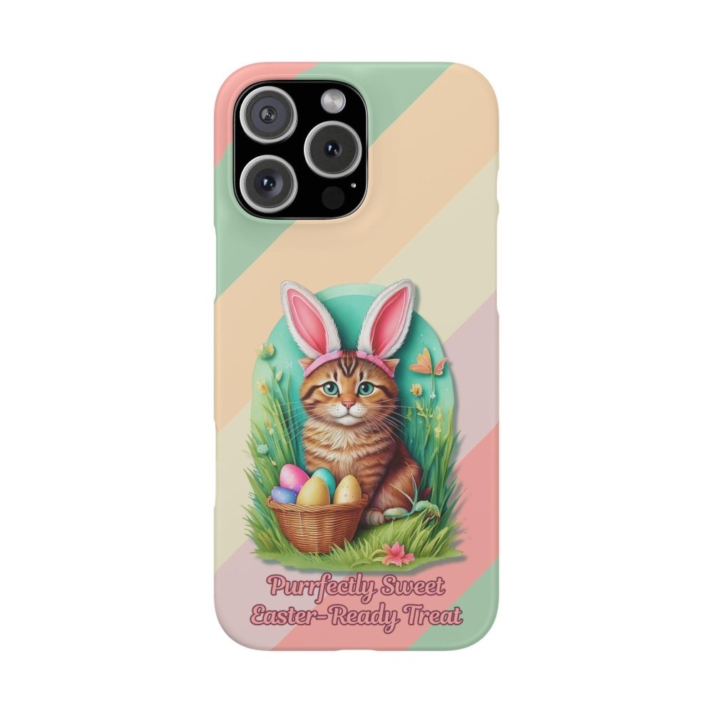 Cute Easter Cat Phone Case - Bunny Ears Cat - Purrfectly Sweet Spring Phone Cover - Love From Snowy Shop