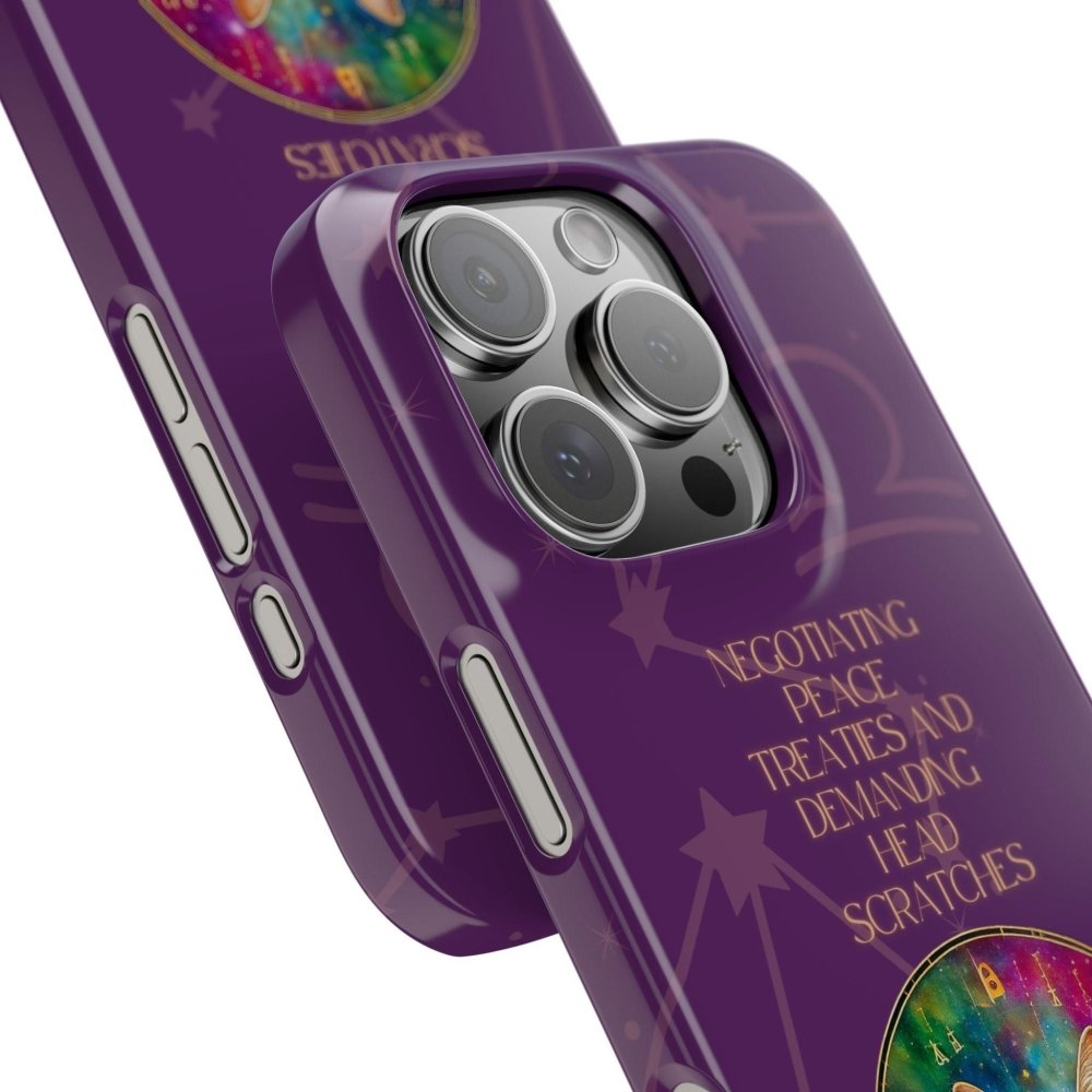 Funny Astrology Cat Phone Case – “Peace Treaties & Head Scratches” – Cosmic Cat Lover Gift - Love From Snowy Shop