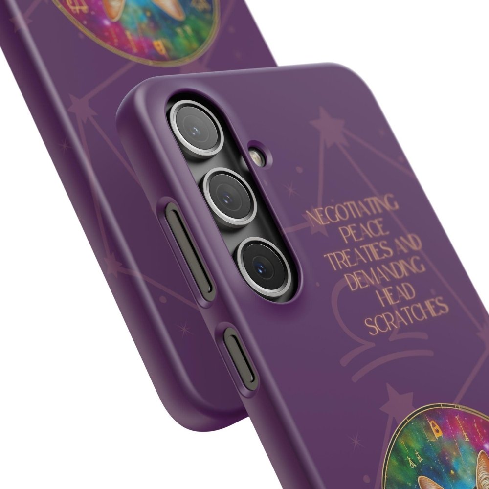 Funny Astrology Cat Phone Case – “Peace Treaties & Head Scratches” – Cosmic Cat Lover Gift - Love From Snowy Shop