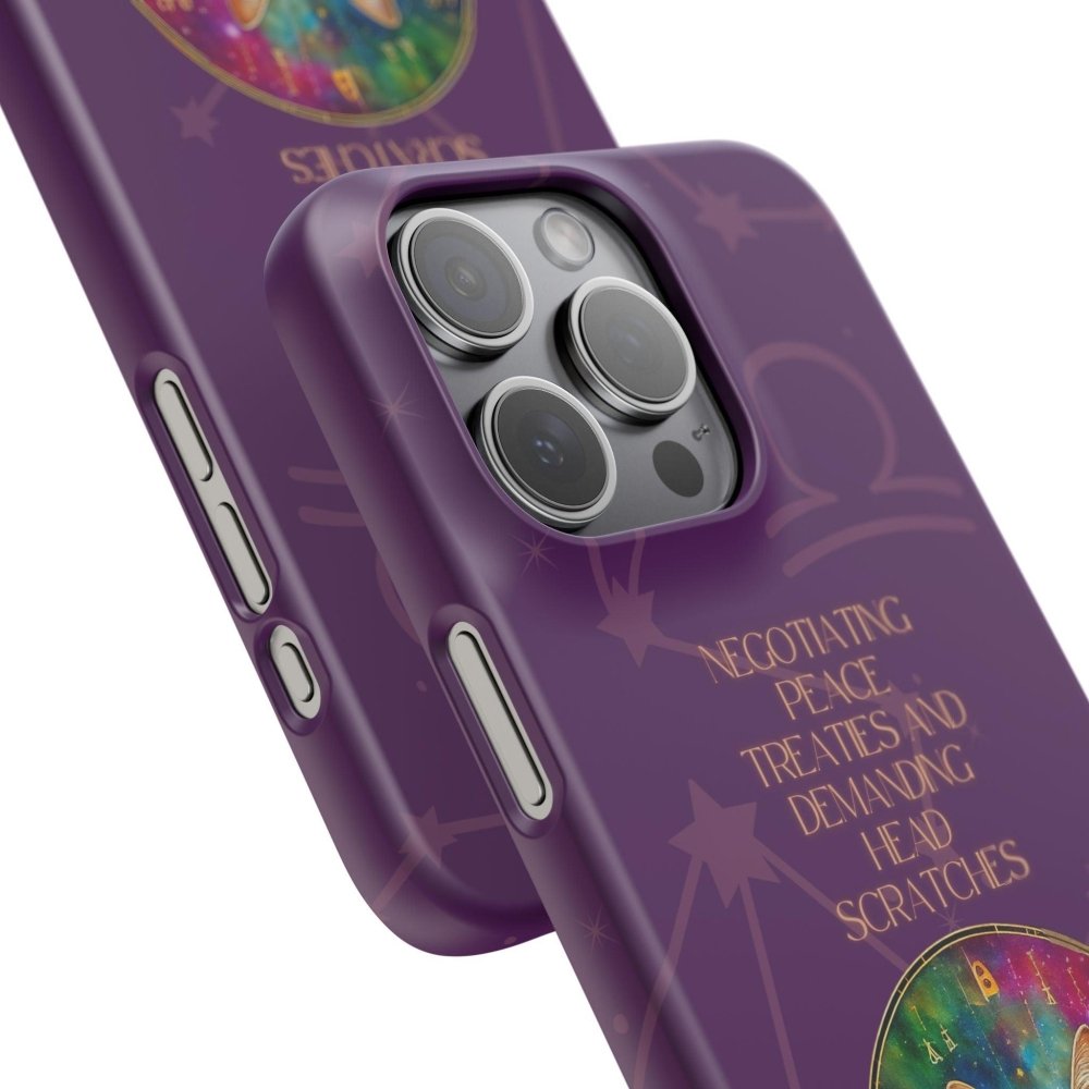 Funny Astrology Cat Phone Case – “Peace Treaties & Head Scratches” – Cosmic Cat Lover Gift - Love From Snowy Shop