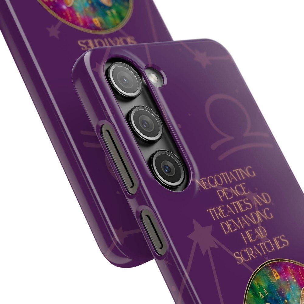 Funny Astrology Cat Phone Case – “Peace Treaties & Head Scratches” – Cosmic Cat Lover Gift - Love From Snowy Shop