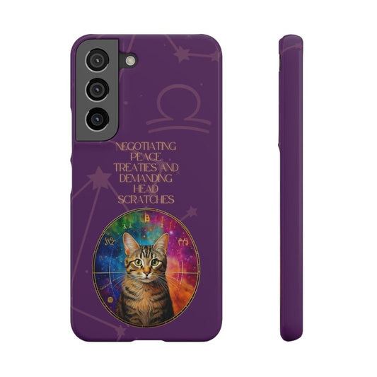 Funny Astrology Cat Phone Case – “Peace Treaties & Head Scratches” – Cosmic Cat Lover Gift - Love From Snowy Shop