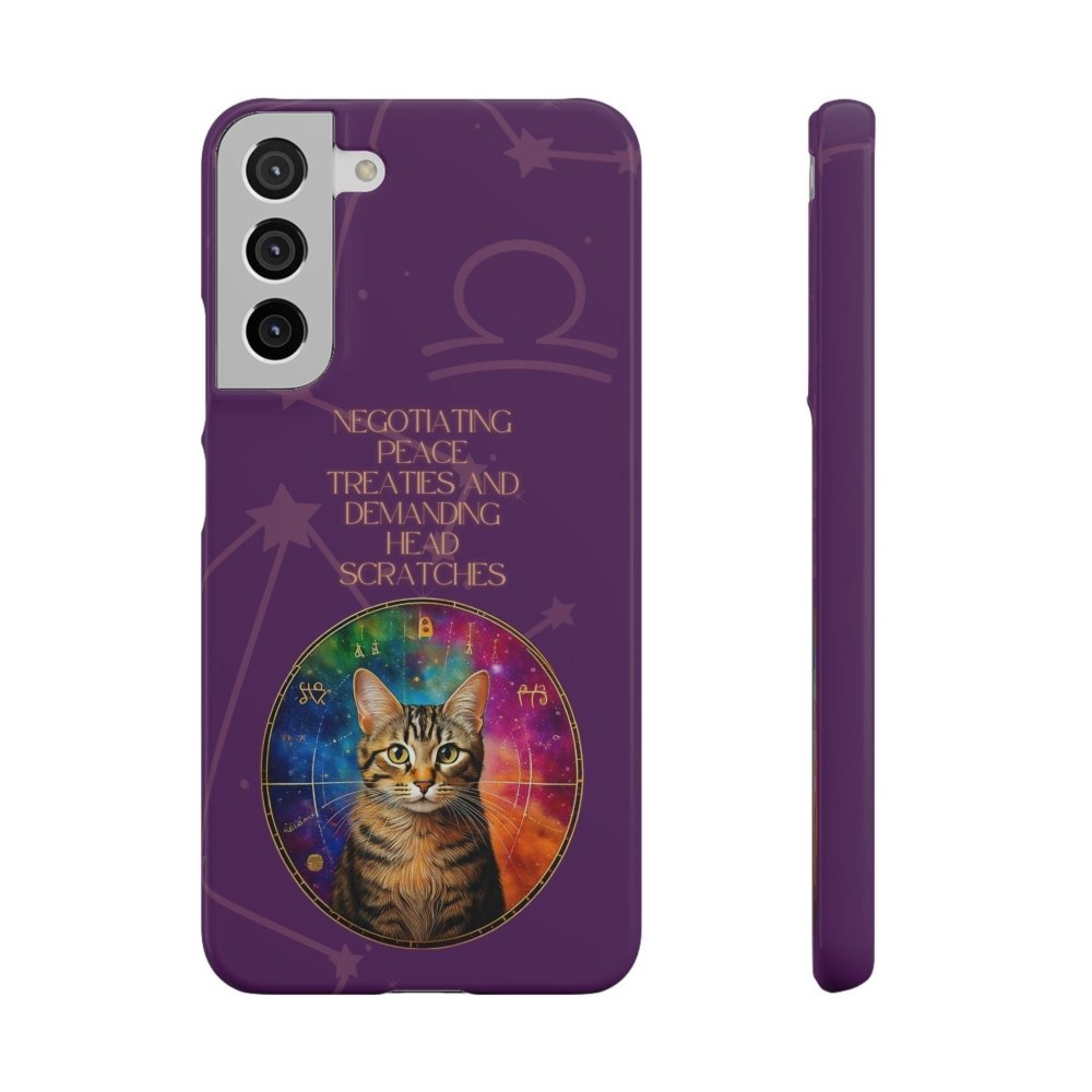 Funny Astrology Cat Phone Case – “Peace Treaties & Head Scratches” – Cosmic Cat Lover Gift - Love From Snowy Shop
