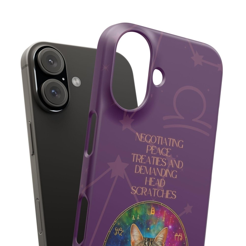 Funny Astrology Cat Phone Case – “Peace Treaties & Head Scratches” – Cosmic Cat Lover Gift - Love From Snowy Shop