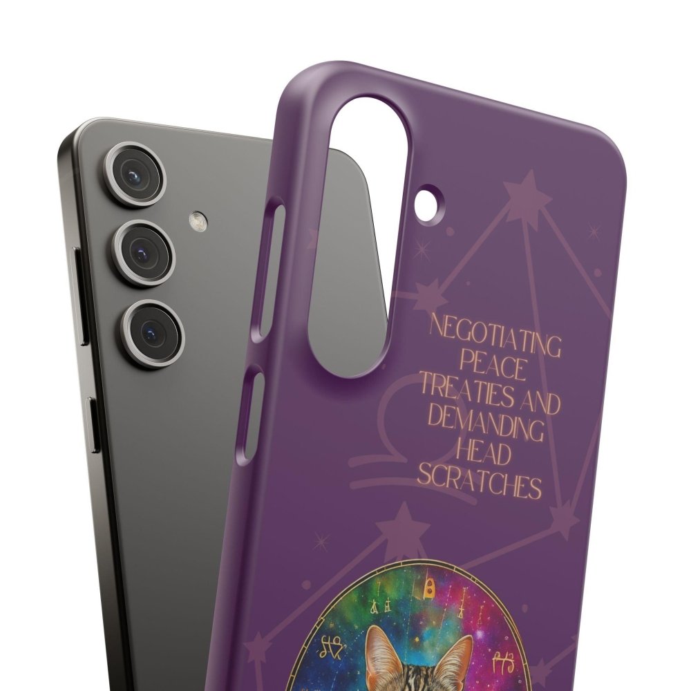 Funny Astrology Cat Phone Case – “Peace Treaties & Head Scratches” – Cosmic Cat Lover Gift - Love From Snowy Shop