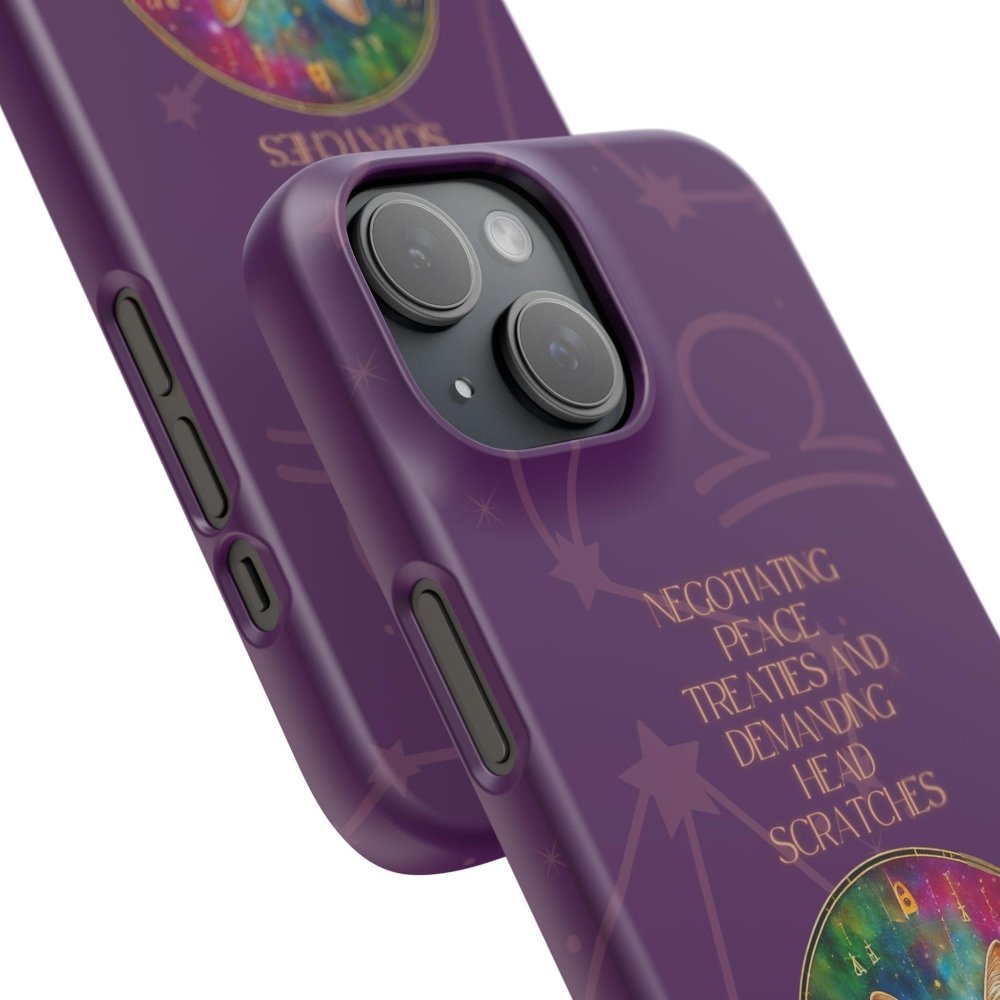 Funny Astrology Cat Phone Case – “Peace Treaties & Head Scratches” – Cosmic Cat Lover Gift - Love From Snowy Shop