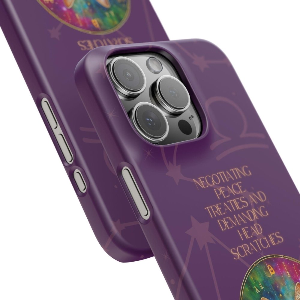 Funny Astrology Cat Phone Case – “Peace Treaties & Head Scratches” – Cosmic Cat Lover Gift - Love From Snowy Shop