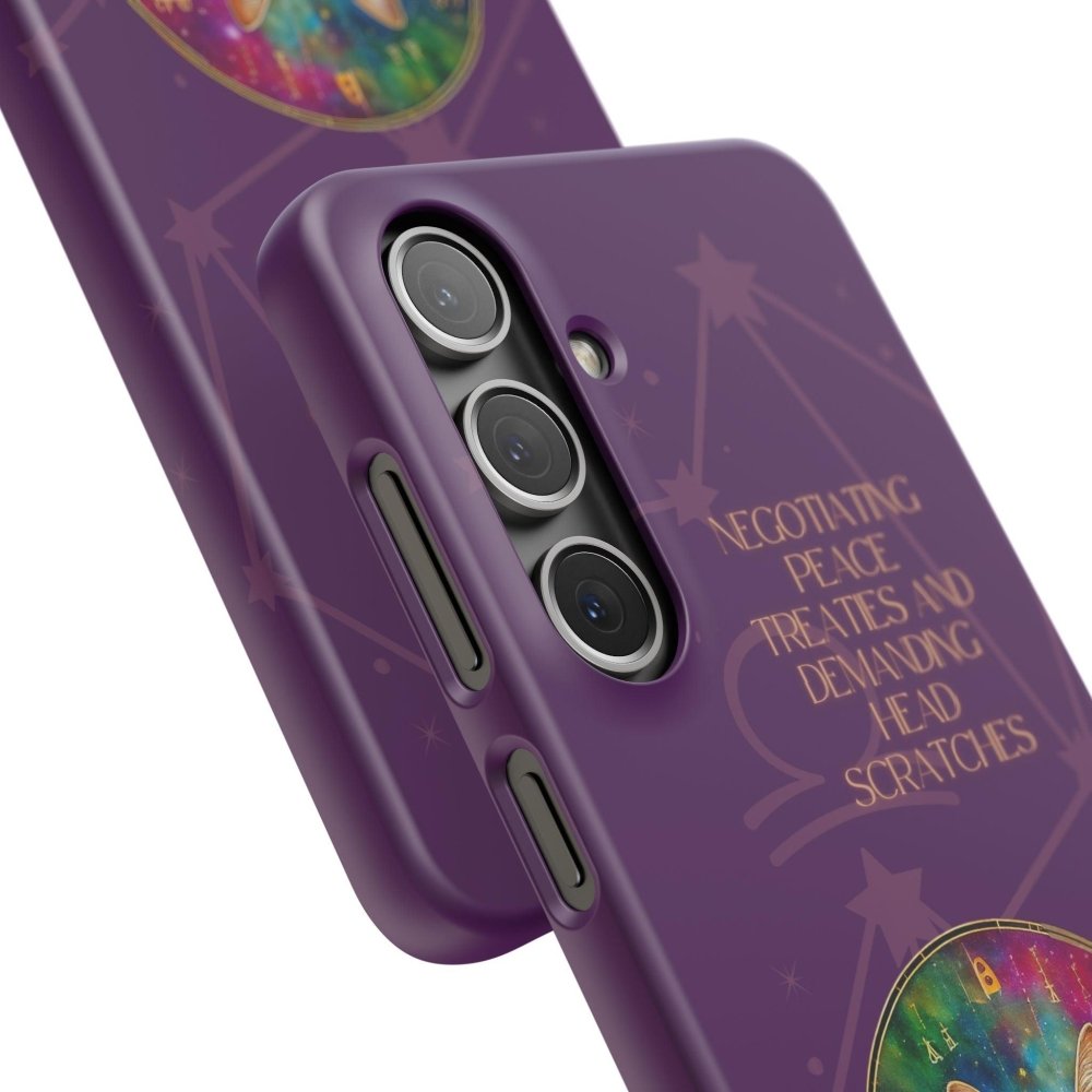 Funny Astrology Cat Phone Case – “Peace Treaties & Head Scratches” – Cosmic Cat Lover Gift - Love From Snowy Shop