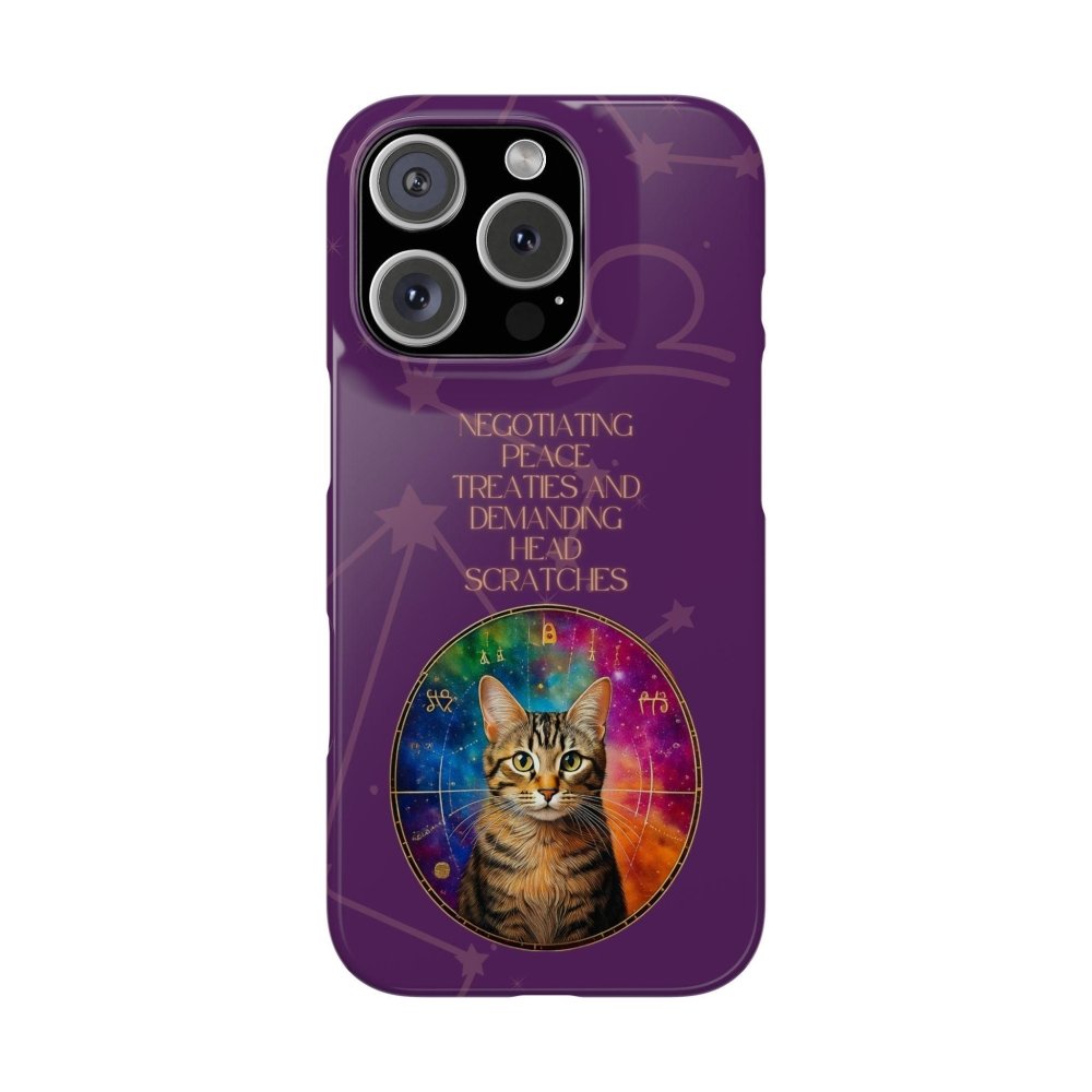 Funny Astrology Cat Phone Case – “Peace Treaties & Head Scratches” – Cosmic Cat Lover Gift - Love From Snowy Shop