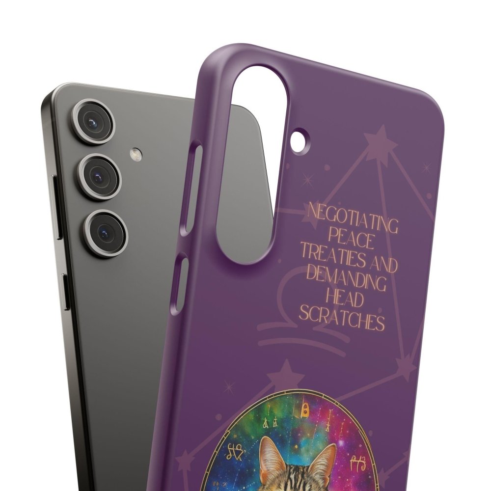 Funny Astrology Cat Phone Case – “Peace Treaties & Head Scratches” – Cosmic Cat Lover Gift - Love From Snowy Shop