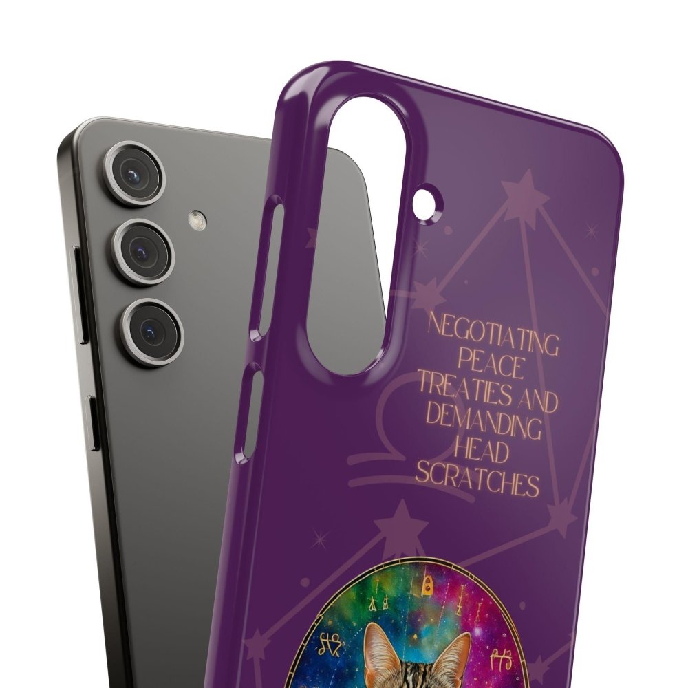 Funny Astrology Cat Phone Case – “Peace Treaties & Head Scratches” – Cosmic Cat Lover Gift - Love From Snowy Shop