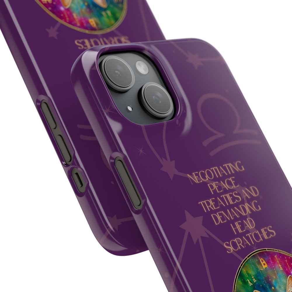 Funny Astrology Cat Phone Case – “Peace Treaties & Head Scratches” – Cosmic Cat Lover Gift - Love From Snowy Shop