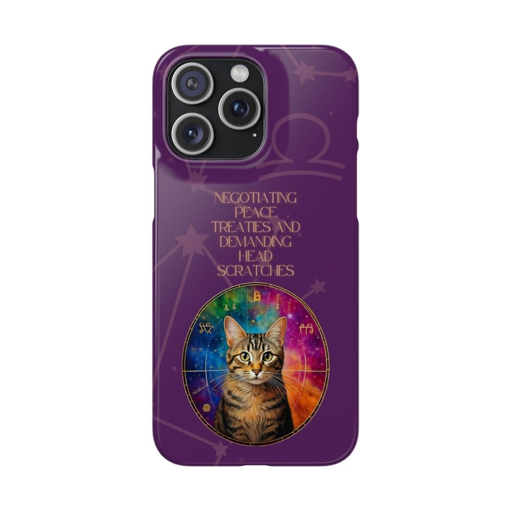 Funny Astrology Cat Phone Case – “Peace Treaties & Head Scratches” – Cosmic Cat Lover Gift - Love From Snowy Shop