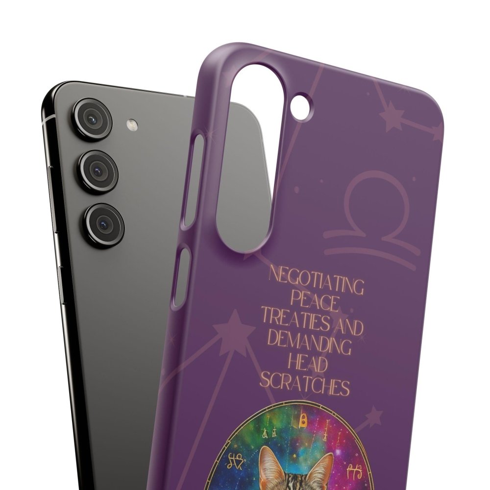 Funny Astrology Cat Phone Case – “Peace Treaties & Head Scratches” – Cosmic Cat Lover Gift - Love From Snowy Shop