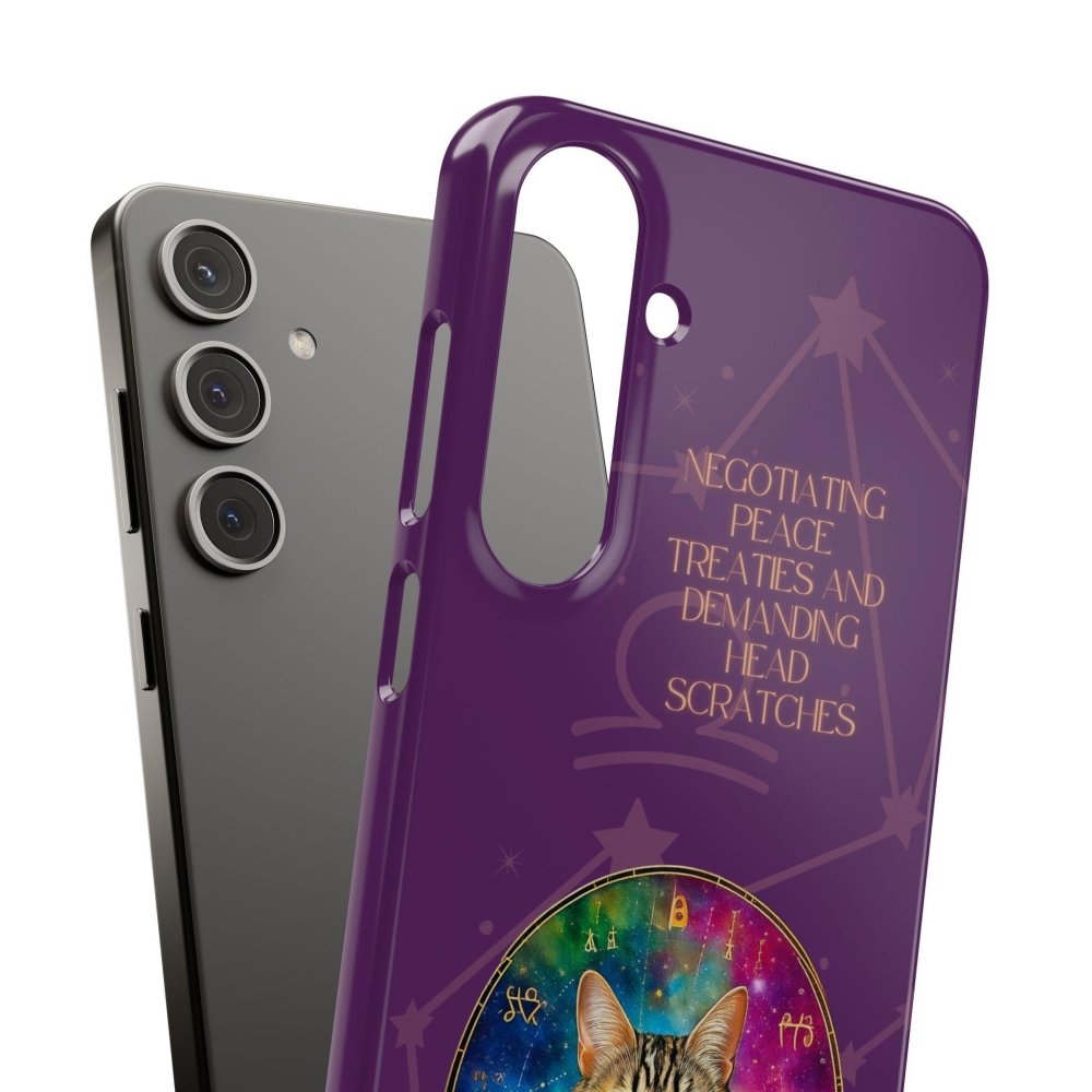 Funny Astrology Cat Phone Case – “Peace Treaties & Head Scratches” – Cosmic Cat Lover Gift - Love From Snowy Shop