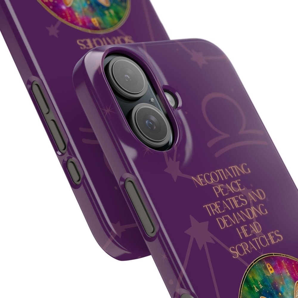 Funny Astrology Cat Phone Case – “Peace Treaties & Head Scratches” – Cosmic Cat Lover Gift - Love From Snowy Shop