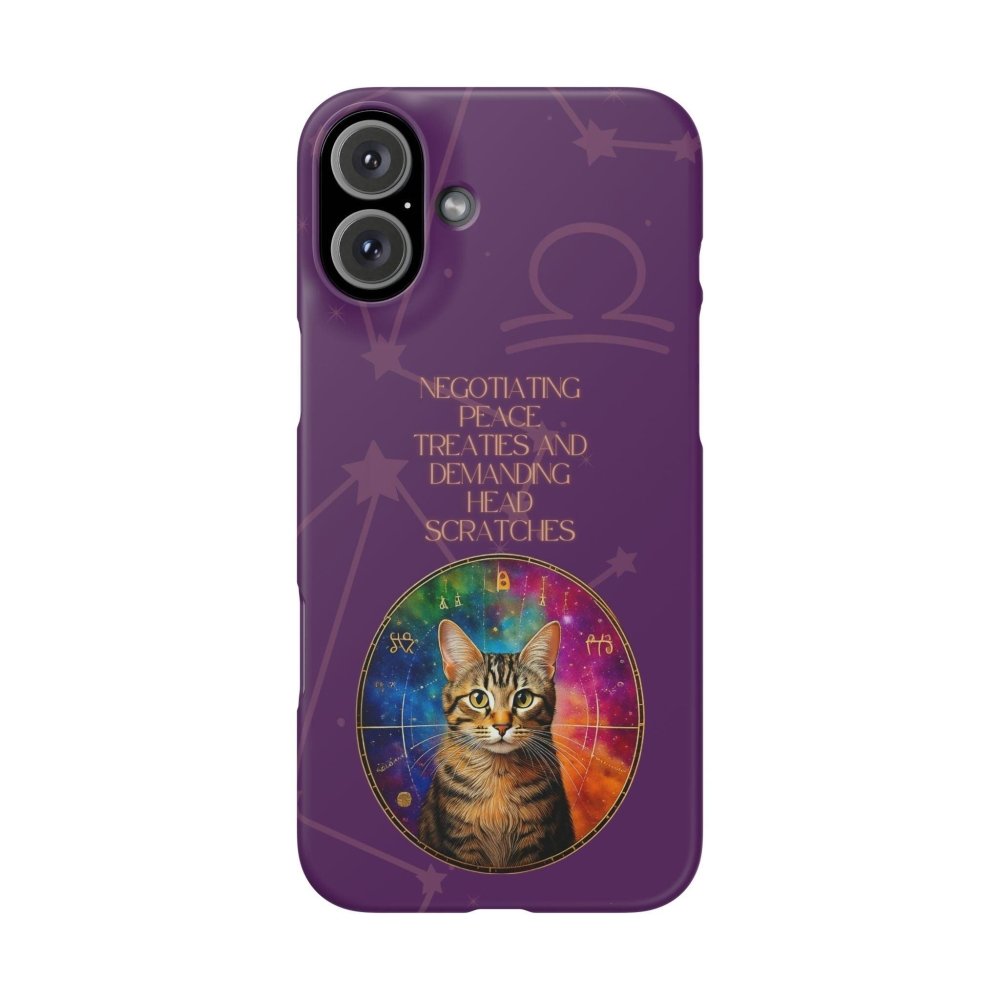 Funny Astrology Cat Phone Case – “Peace Treaties & Head Scratches” – Cosmic Cat Lover Gift - Love From Snowy Shop