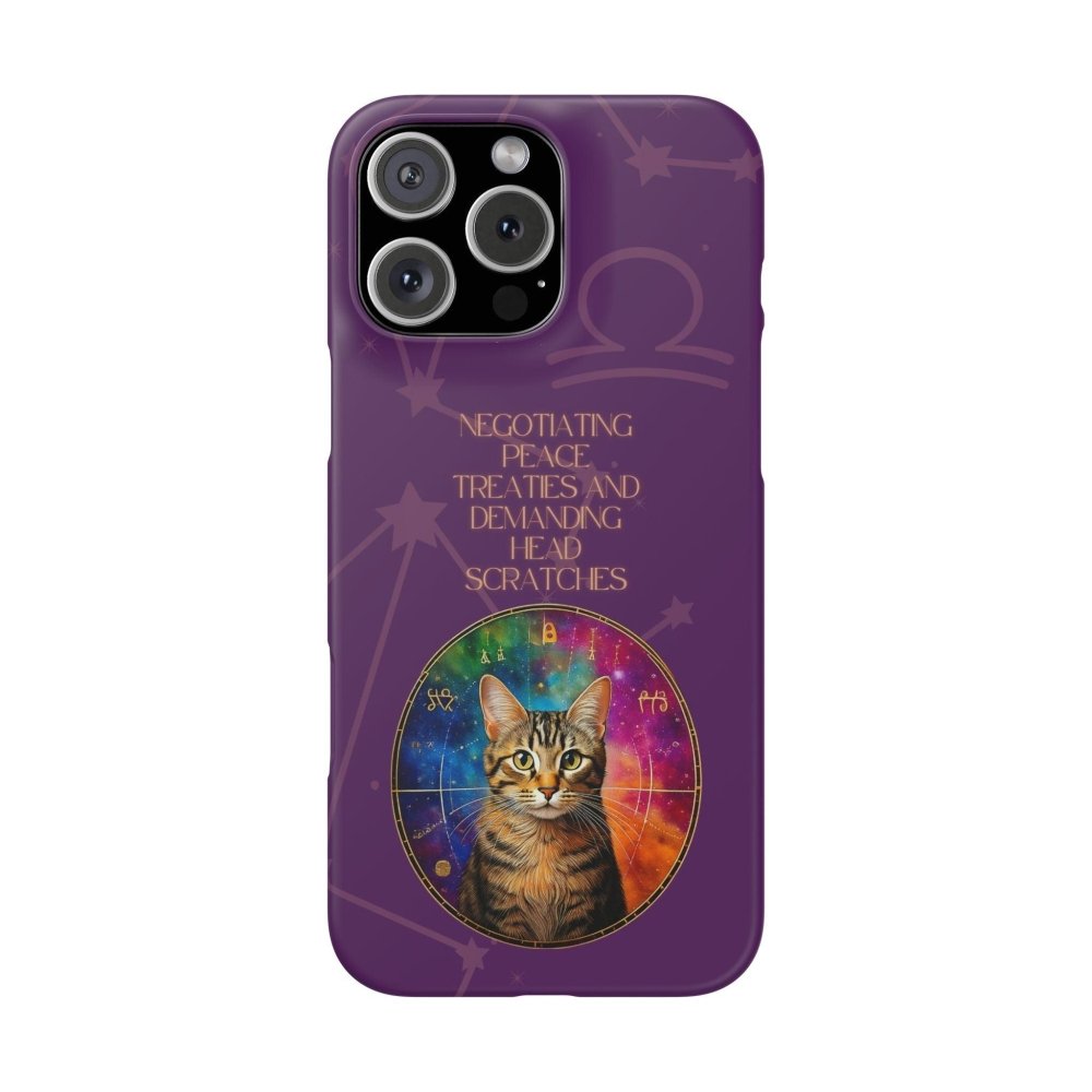 Funny Astrology Cat Phone Case – “Peace Treaties & Head Scratches” – Cosmic Cat Lover Gift - Love From Snowy Shop