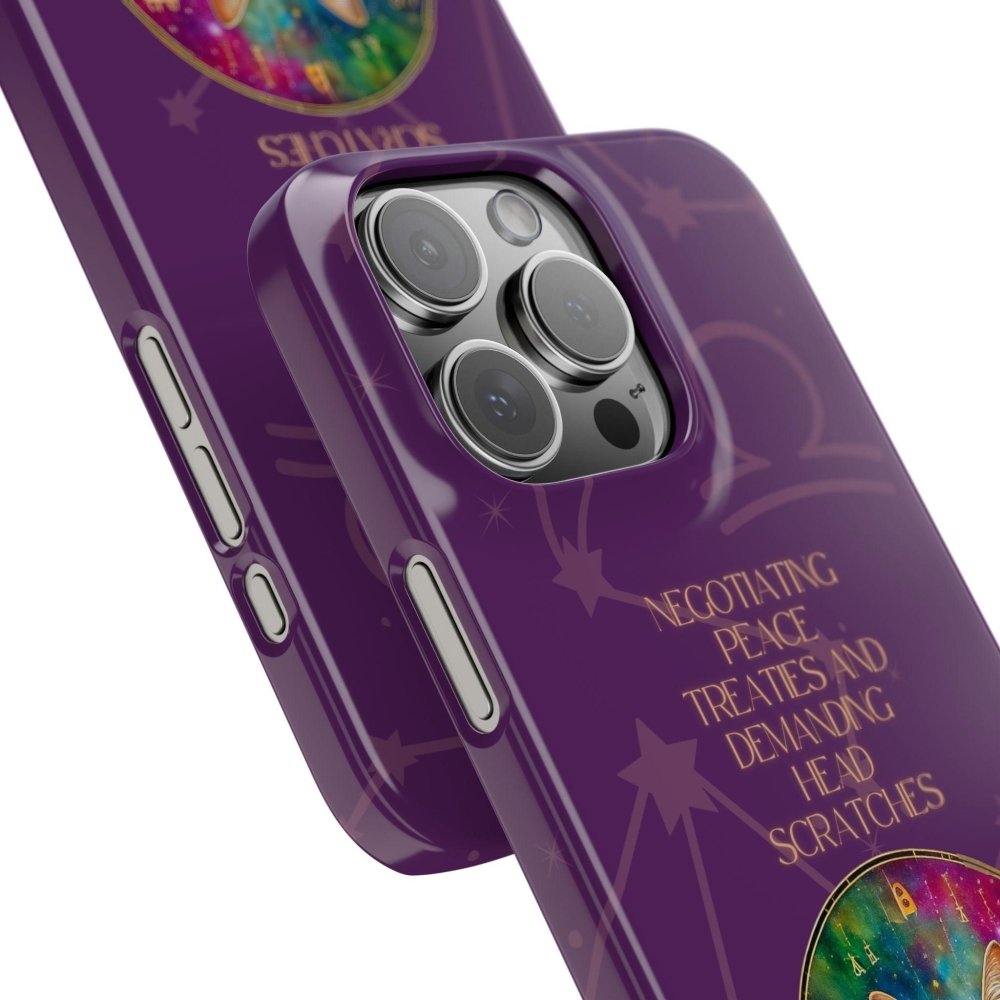 Funny Astrology Cat Phone Case – “Peace Treaties & Head Scratches” – Cosmic Cat Lover Gift - Love From Snowy Shop