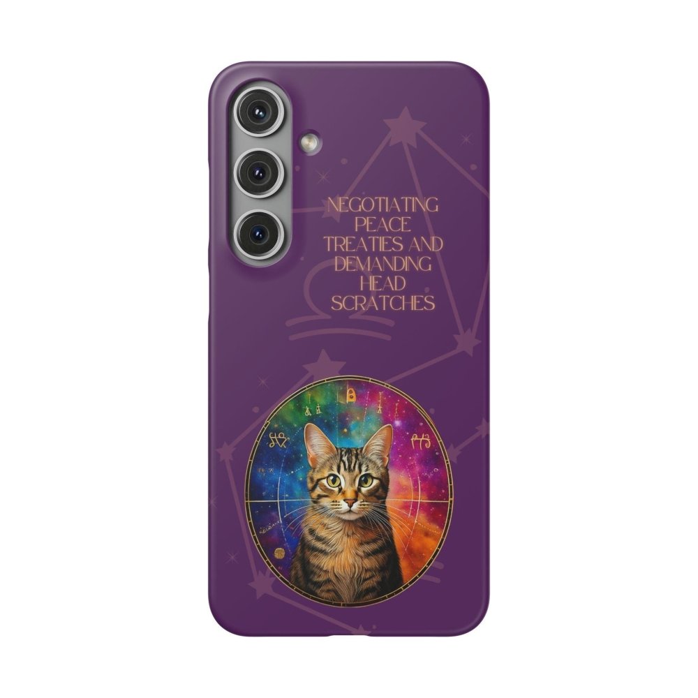 Funny Astrology Cat Phone Case – “Peace Treaties & Head Scratches” – Cosmic Cat Lover Gift - Love From Snowy Shop