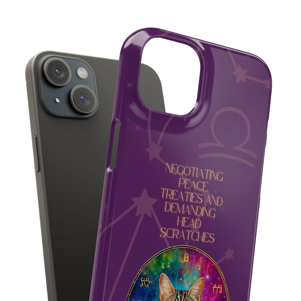 Funny Astrology Cat Phone Case – “Peace Treaties & Head Scratches” – Cosmic Cat Lover Gift - Love From Snowy Shop