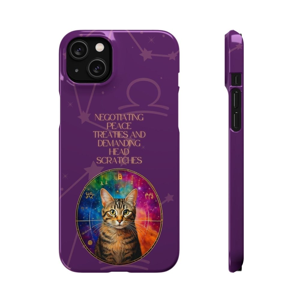 Funny Astrology Cat Phone Case – “Peace Treaties & Head Scratches” – Cosmic Cat Lover Gift - Love From Snowy Shop