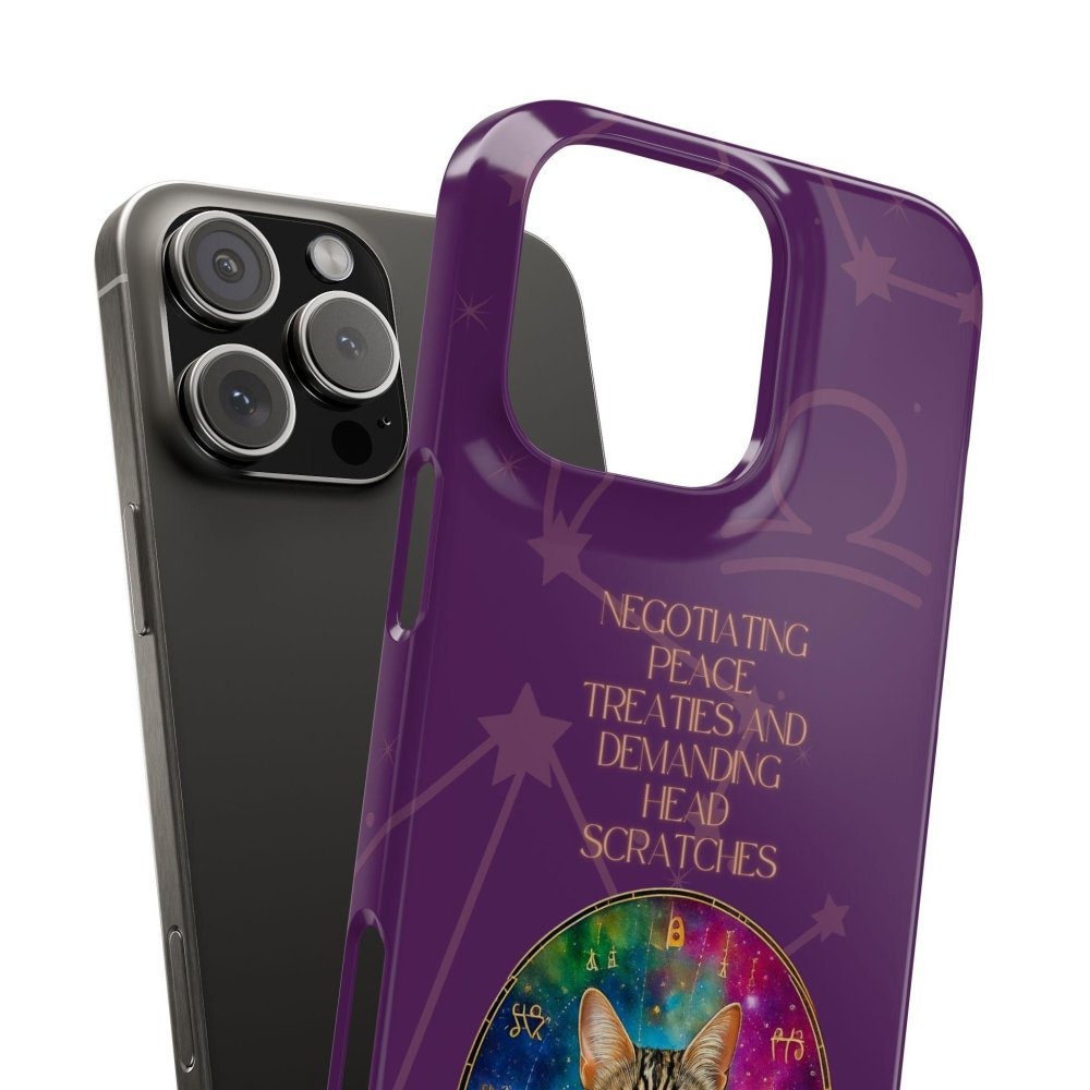 Funny Astrology Cat Phone Case – “Peace Treaties & Head Scratches” – Cosmic Cat Lover Gift - Love From Snowy Shop
