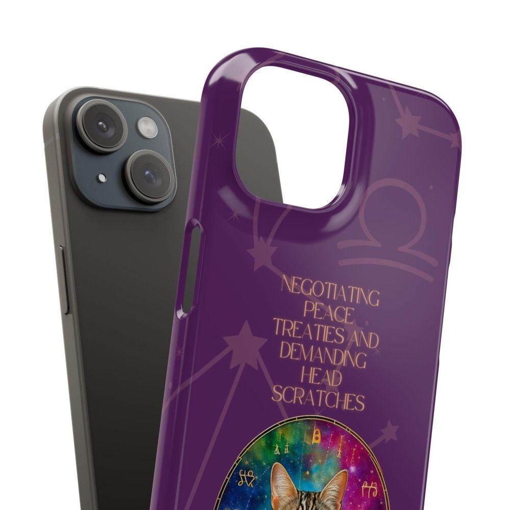 Funny Astrology Cat Phone Case – “Peace Treaties & Head Scratches” – Cosmic Cat Lover Gift - Love From Snowy Shop